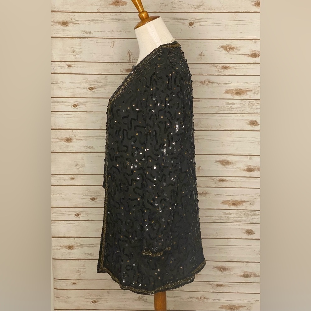 Vintage Styleworks 100% silk sequin/beaded tunic - Picture 4 of 6